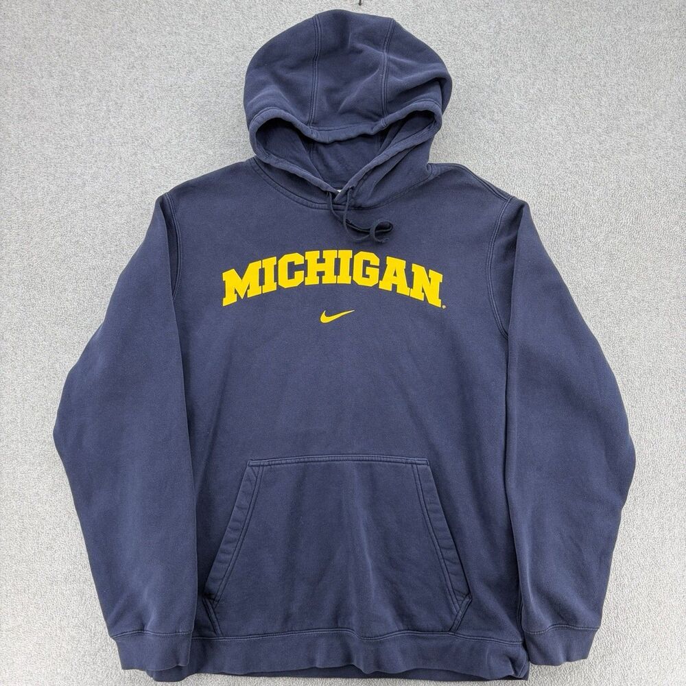 Nike Center Swoosh Michigan Wolverines Hoodie Mens XL Navy Maize Pullover